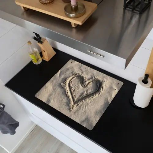 Hartvorm - Getekend - Beige - Zand Inductie beschemer met haakjes middel -sfeer1