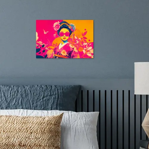 Vrouw - Zonnebril - Abstract - Oranje poster papier klein -sfeer2