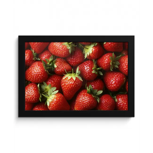 Aardbei - Fruit - Rood fotolijst zwart zonder passe partout klein -3d