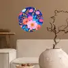 Bloemen - Blauw - Roze Wandcirkel behangsticker klein -sfeer1