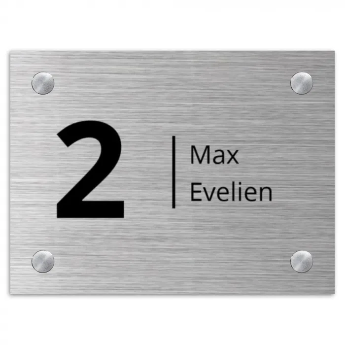 Metaaleffect - Modern Naambord Rechthoek middel -3d