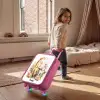 Giraffe en olifant tussen bloemen op witte achtergrond Kinderkoffer - Roze klein -sfeer1
