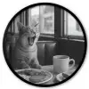 Kat - Koffie - Brood - Zwart Fotolijst rond zonder passe partout klein -3d