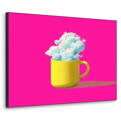 Mok - Wolken - Roze - Minimalitisch Textielframe zwart klein -3d