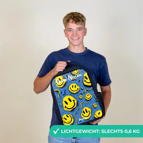Smiley - Blauw - Geel Rugzak - Zwart middel -sfeer7_NL