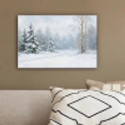 Bospad - Dennen - Sneeuw - Winter - Rustgevend canvas 2cm klein -sfeer3