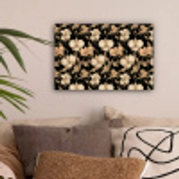 Orchideeën - Lijntekening - Patroon - Beige - Zwart canvas 2cm klein 34 -sfeer1