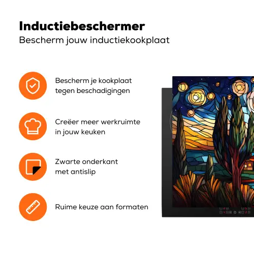 Hemel - Sterren - Mozaïek - Huizen Inductie beschermer vinyl 3mm klein -zzzzzzz-td-ups