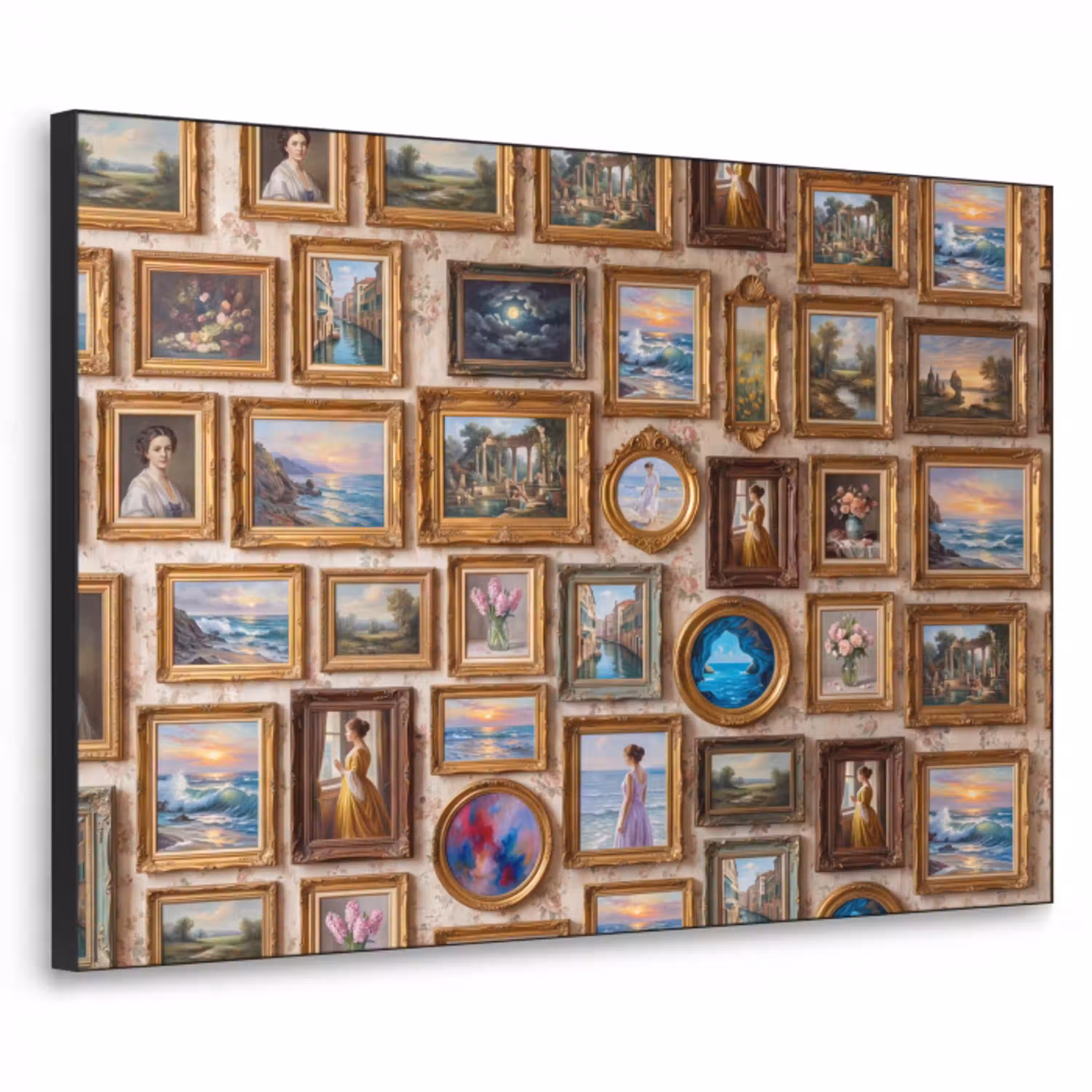 Interieur - Kunst - Collectie - Klassiek - Goud Textielframe zwart klein -3d