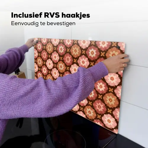 Geometrisch - Bloemen - Kleurrijk Inductie beschemer met haakjes klein 777 -ky-ophangen-nl