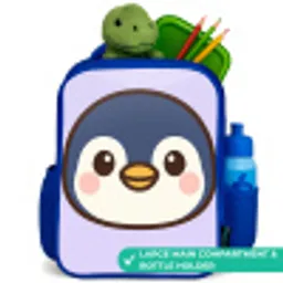Pinguïn Kinderrugzak - Blauw middel -inhoud_UK