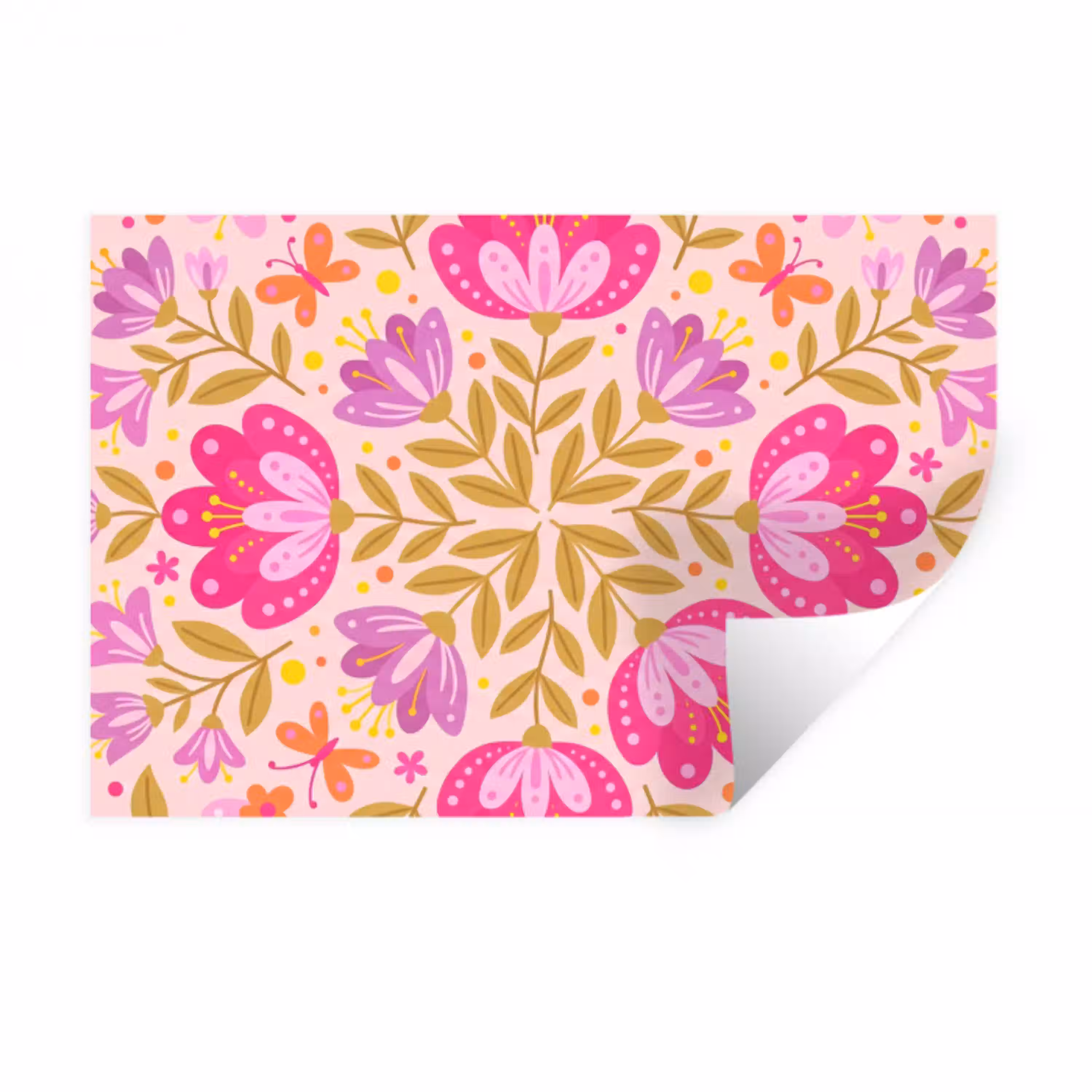 Bloemen - Patroon - Natuur - Abstract - Roze Muursticker klein -3d