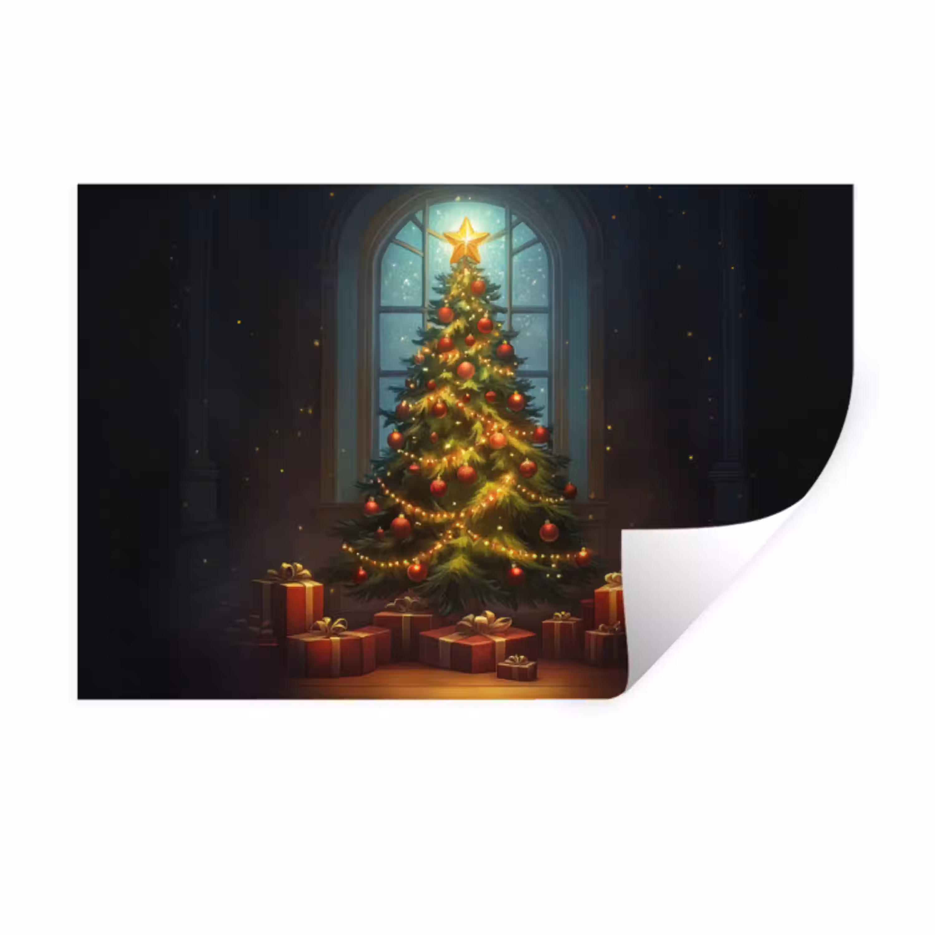 Kerstboom - Cadeau - Kerst - Winter Muursticker klein -3d