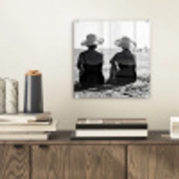 Vrouwen - Zonnehoed - Strand - Zwart - Wit plexiglas 5mm klein -sfeer1
