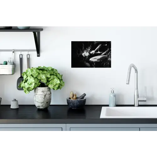 Drummer - Zwart - Drumstel Muursticker klein -keuken