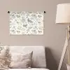 Birds - Flowers - Gray - Yellow Wandkleed katoen klein 269 -sfeer4