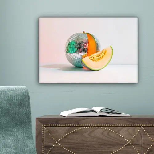 Disco - Discobal - Meloen - Pastel canvas 2cm klein -sfeer4