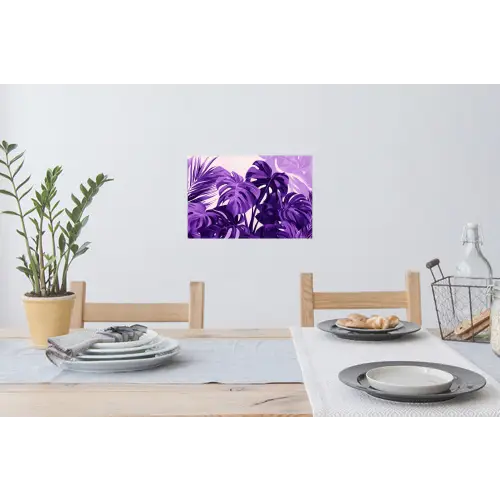 Bladeren - Paars - Tropisch - Abstract Muursticker klein -eettafel