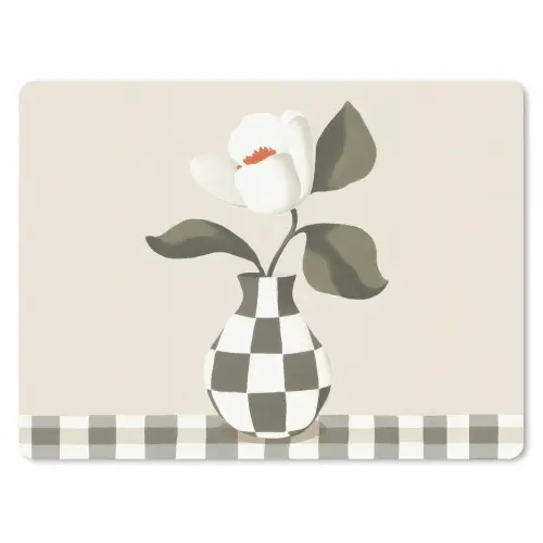 Vaas - Geruit - Groen - Bloem muismat rubber klein -3d