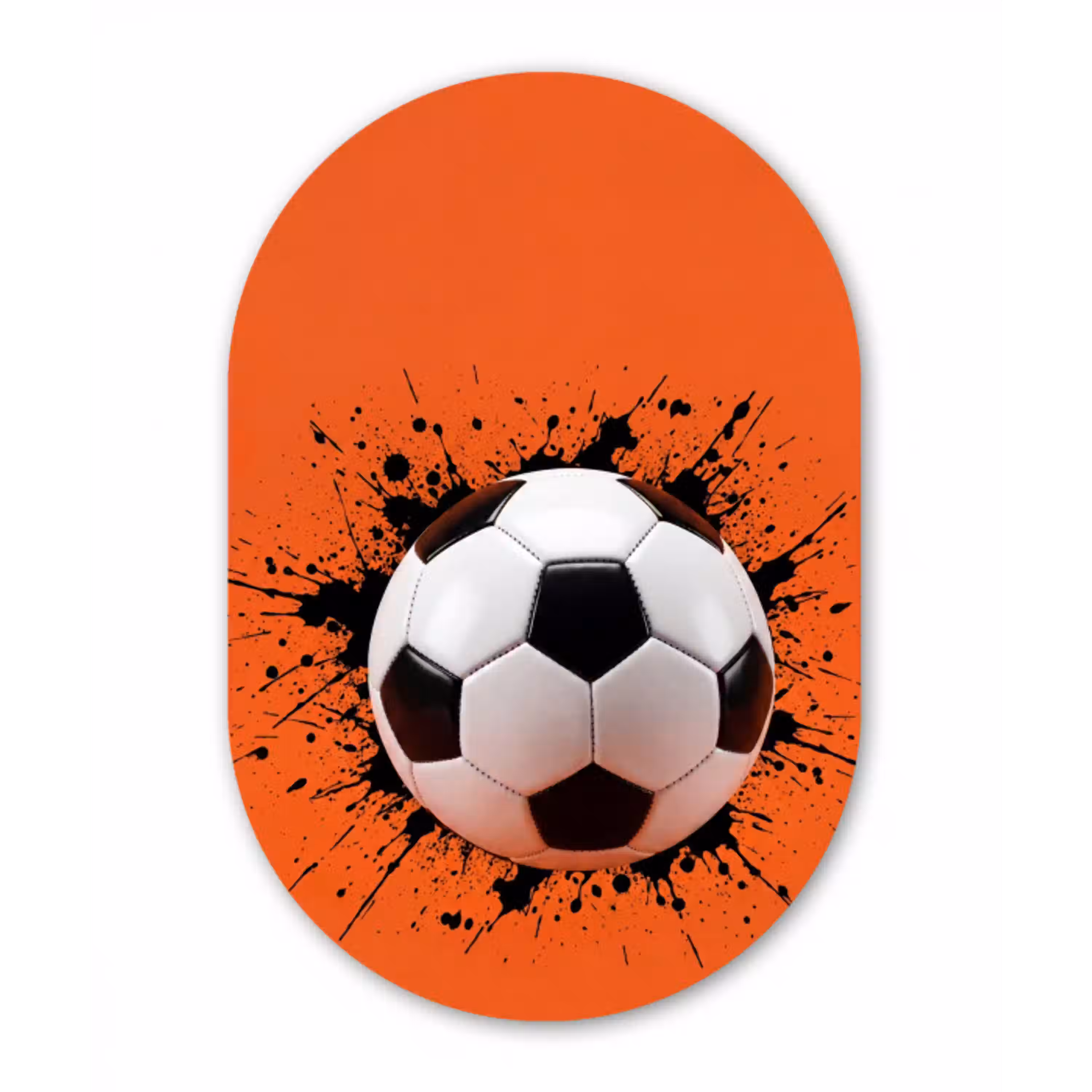 Voetbal - Verf - Sport - Oranje Wandcirkel Ovaal Aluminium middel -3d