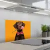 Hond - Oranje - Roos - Valentijn keuken achterwand spatscherm klein -3d_schuin