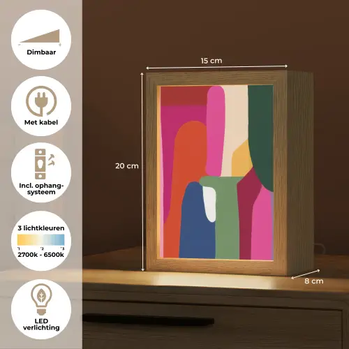 Kleurvakken - Recht - Rond - Abstract Light Box met kabel (Tafellamp) klein -USP_NL