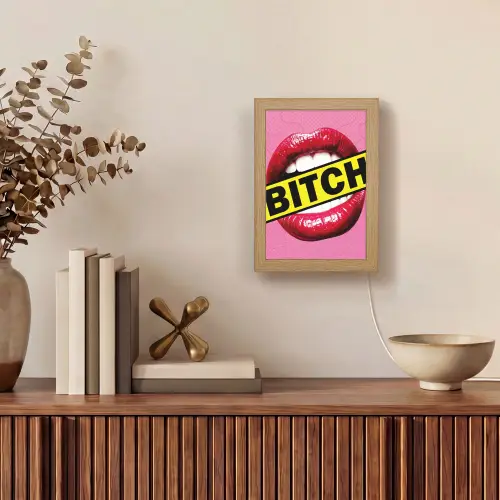 Lippen - Tekst - Kleurrijk Light Box met kabel (Tafellamp) klein -sfeer2
