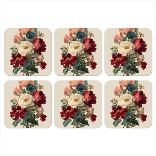 Boeket - Warme tinten - Elegant onderzetter kurk middel -3d