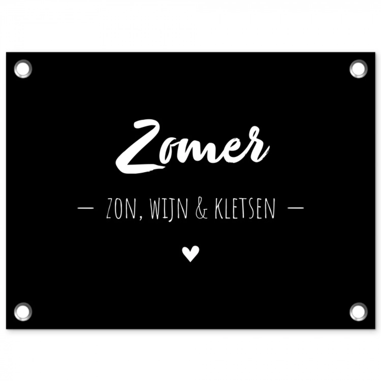 Zomer, zon, wijn & kletsen - Tekst - Zomer - Wijn - Quotes tuinposter los doek klein -3d