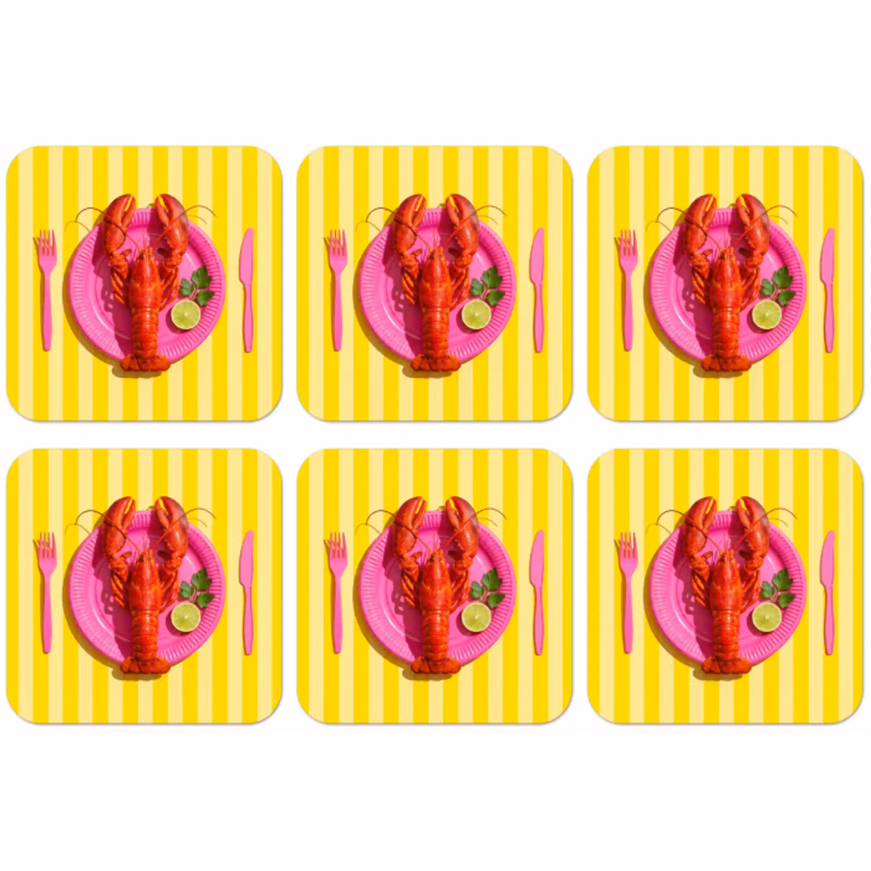 Eten - Roze - Geel - Modern - Culinaire onderzetter kurk middel -zkaufland3dotto