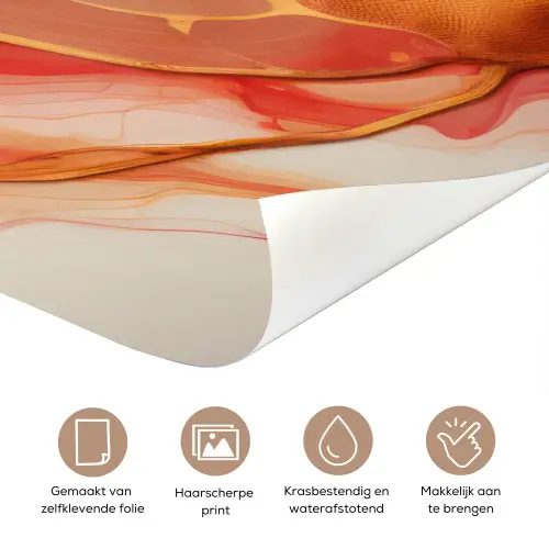 Marmer - Rood - Goud - Modern - Abstract deurposter klein -closeup_NL