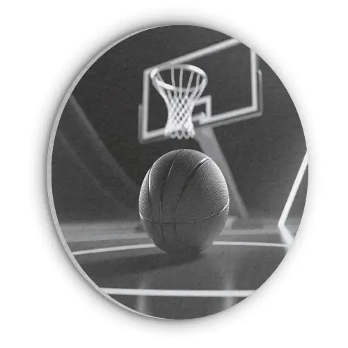 Basketbal - Basketbalveld - Lichtlijnen Akoestische PET Vilt - Rond klein -3d