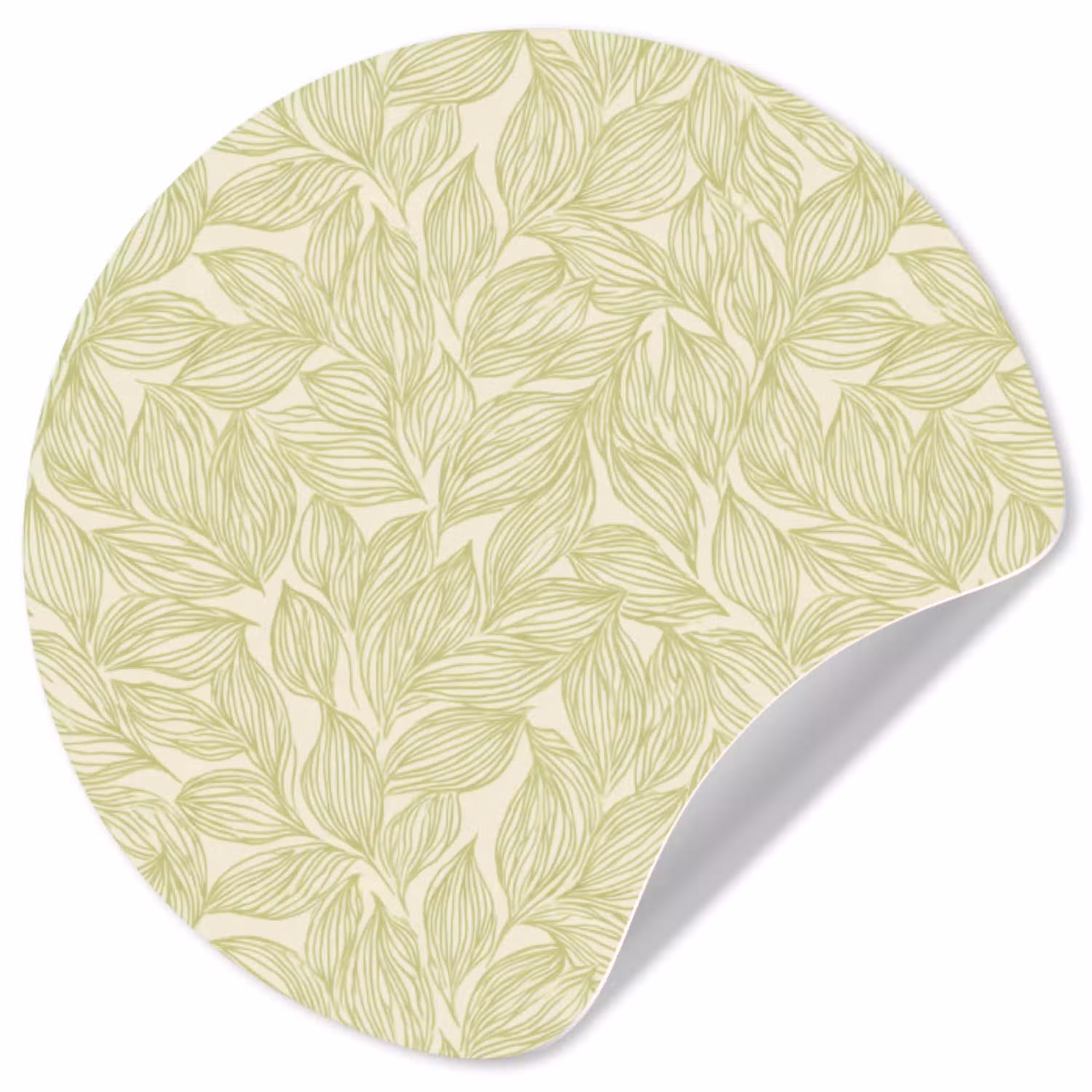 Saliegroen - Botanisch - Bladeren - Handgetekend - Patroon Wandcirkel behangsticker klein 186 -3d
