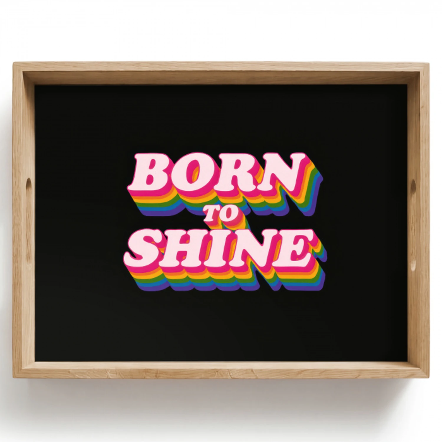 Quote - Regenboog - Roze - Zwart Dienblad Rechthoek middel -z3d_shopping