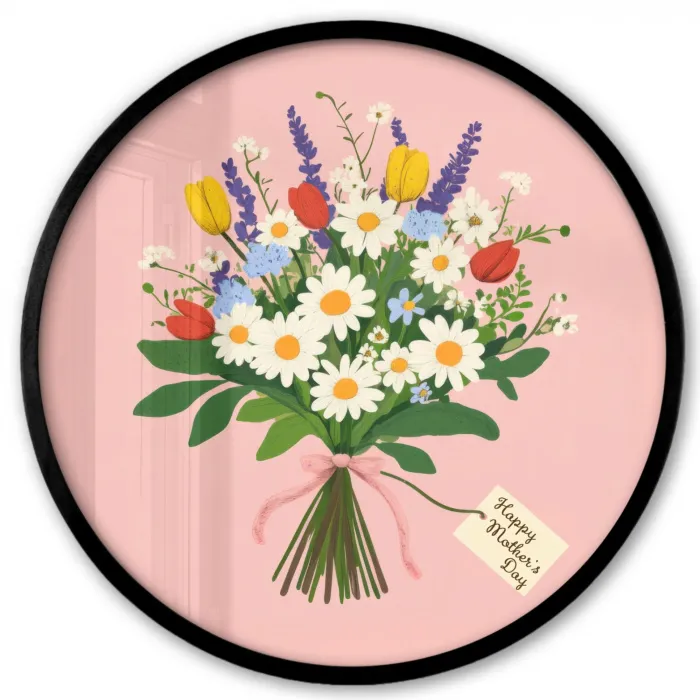 Bloemen - Lint - Kaartje Fotolijst rond zonder passe partout klein -3d
