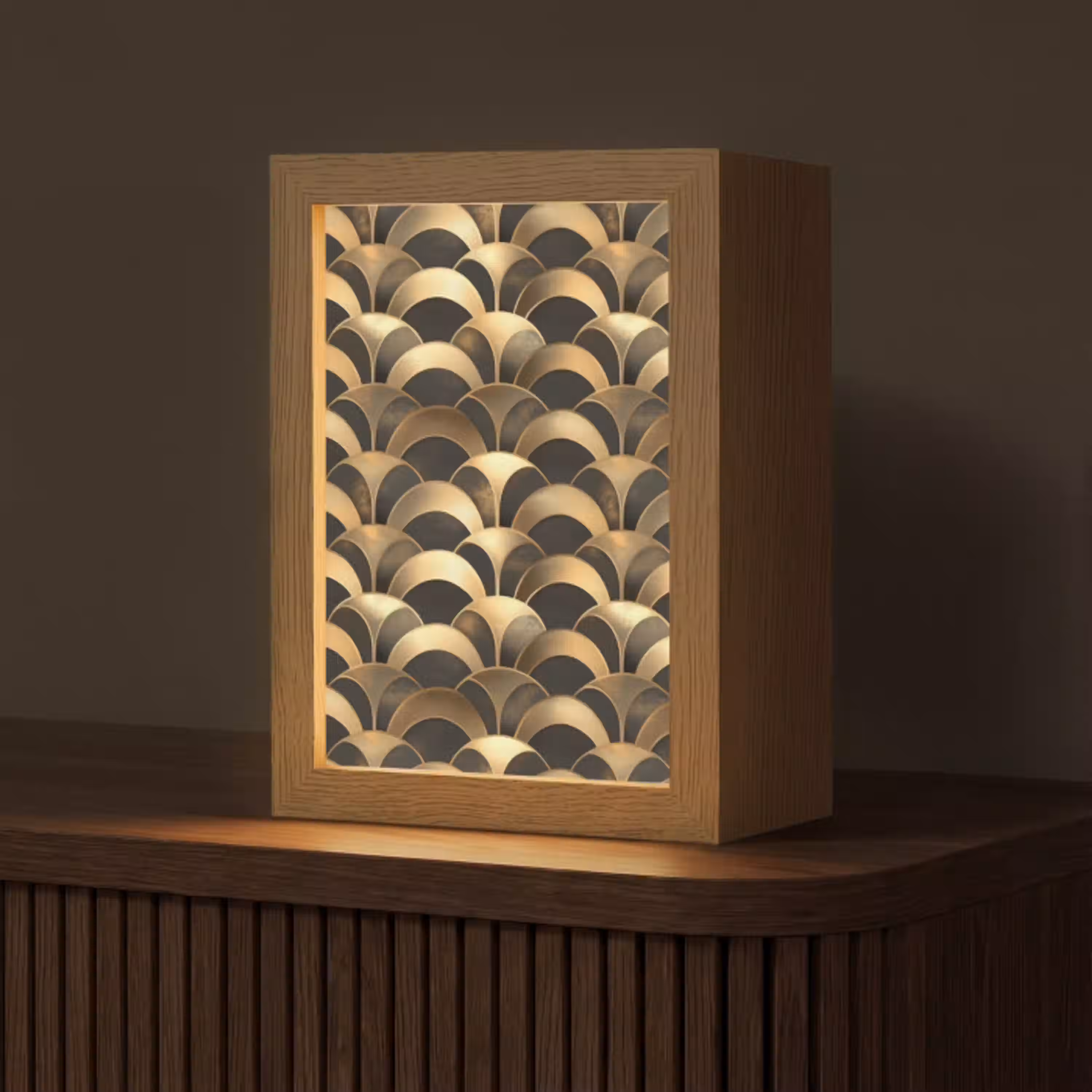 Schubben - Structuur - Goud Light Box met kabel (Tafellamp) klein 925 -z3d_website