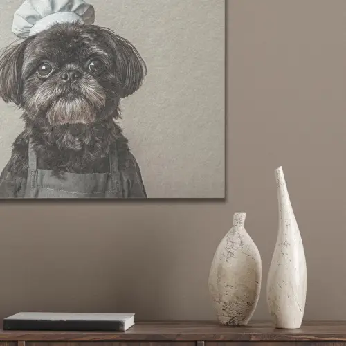 Kokskleding - Zwart - Hondje PET vilt klein -sfeer6_closeup