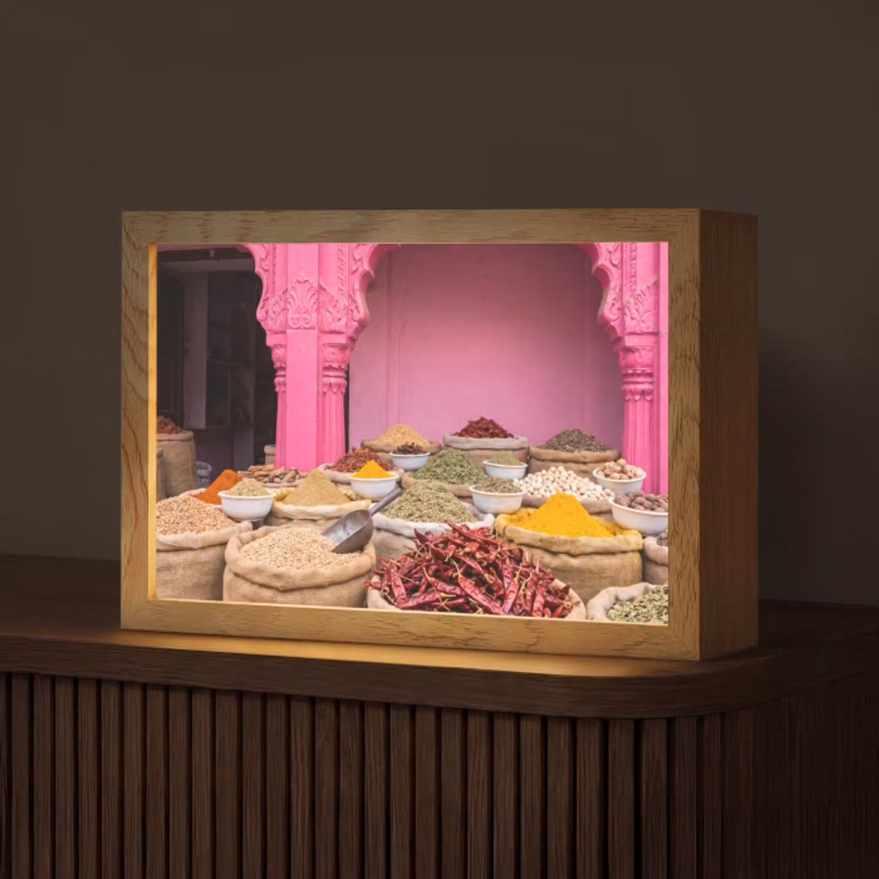 Kruiden - Markt - Roze Light Box met kabel (Tafellamp) klein -z3d_website