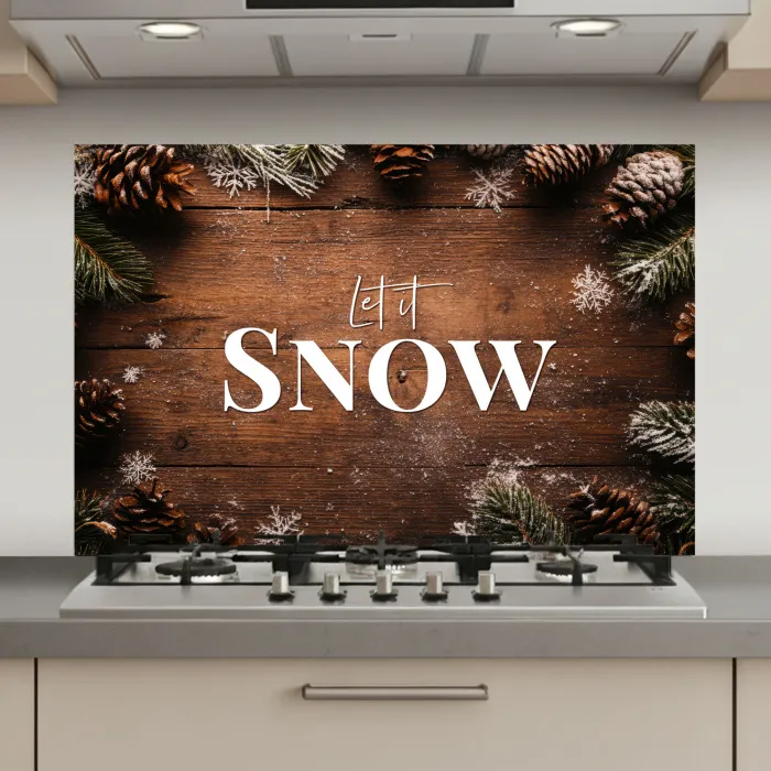Sneeuw - Houtlook - Quote - Let it snow keuken achterwand spatscherm klein -3d_website