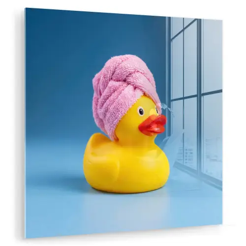 Badeend - Handdoek - Blauw plexiglas 5mm klein -zzzproduct_nieuw