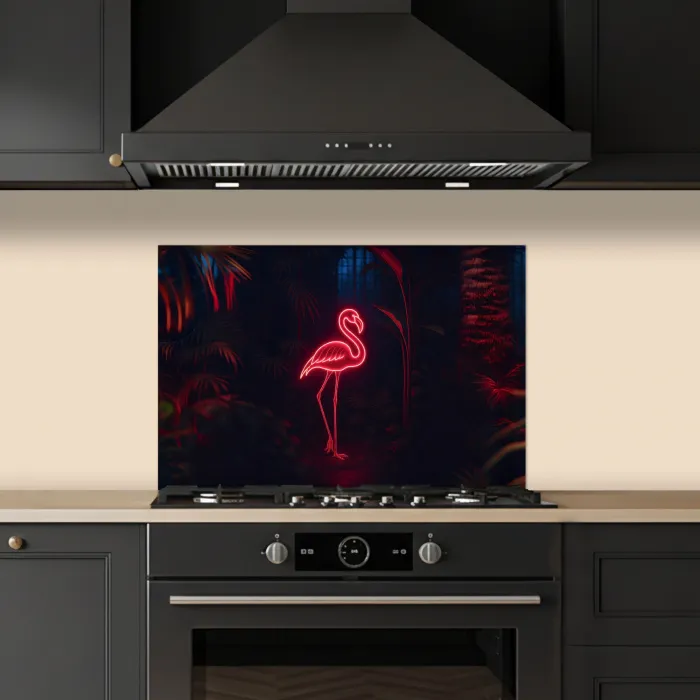 Flamingo - Roze - Neon - Licht keuken achterwand spatscherm klein -sfeer1