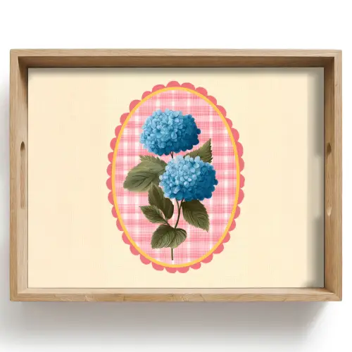 Bloemen - Blauw - Lijst - Bladeren Dienblad Rechthoek middel -z3d_shopping