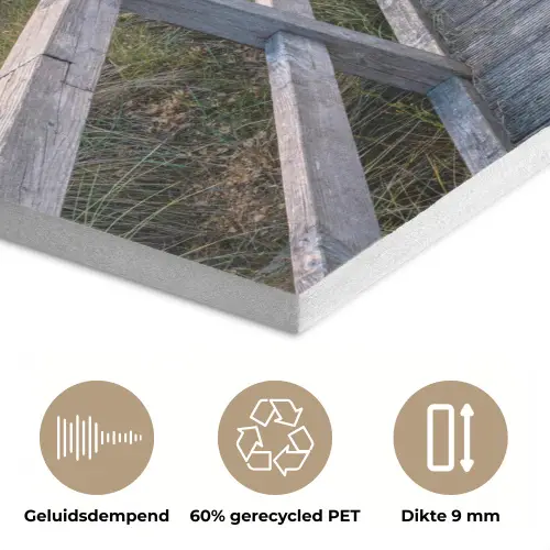 Zonsonderang - Zee - Pad - Gras - Duin - Vogels PET vilt klein -closeup_NL