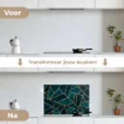 Stenen - Goud - Luxe - Patronen - Abstract keuken achterwand spatscherm klein -voor_na_NL