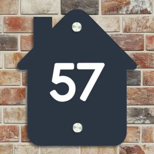 Effen blauw - Traditioneel Naambord Huisje klein -sfeer6