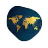Wereldkaart - Goud - Donkerblauw Wandcirkel Organisch Aluminium middel -3d