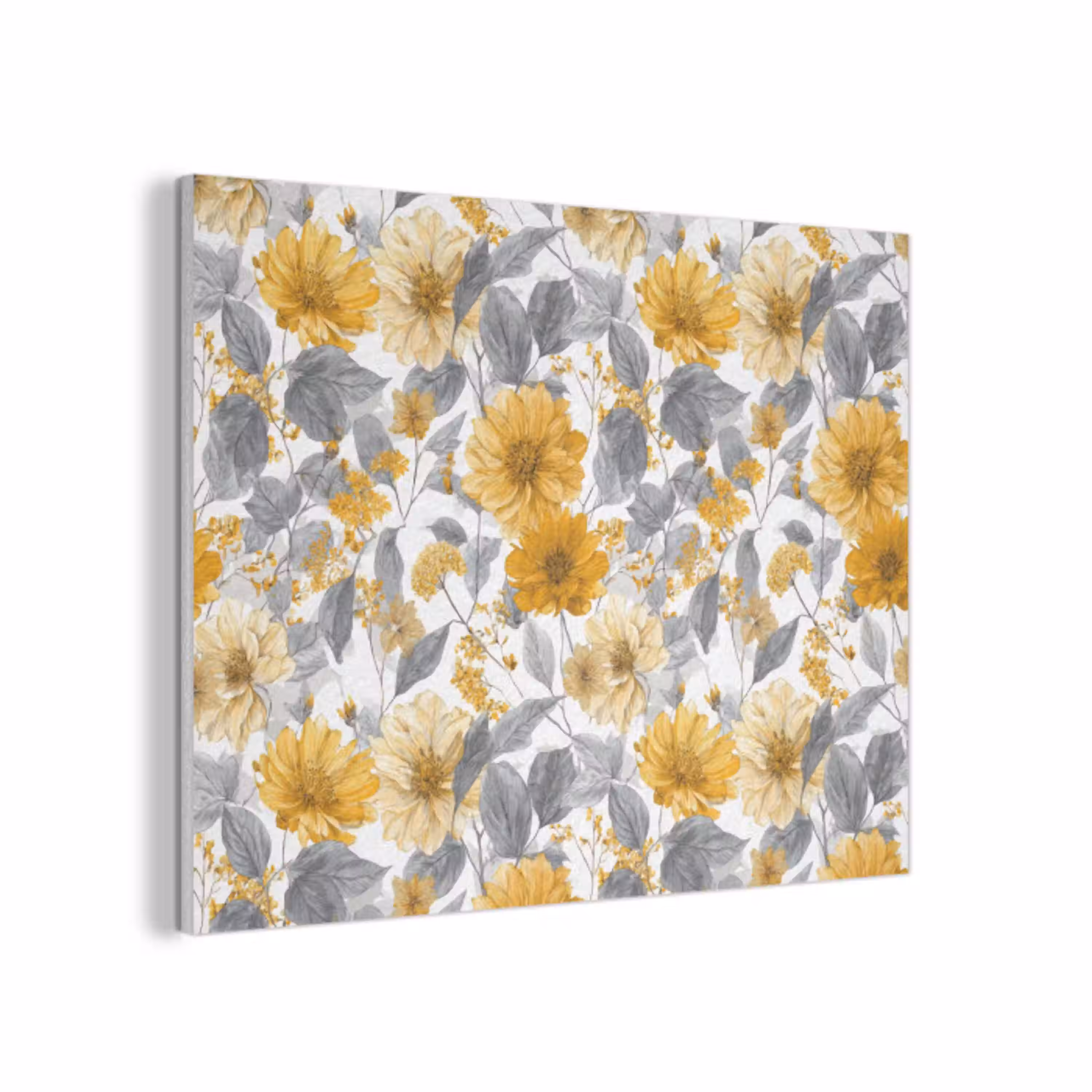 Bloemen - Botanisch - Elegant - Okergeel - Grijs PET vilt klein 837 -3d