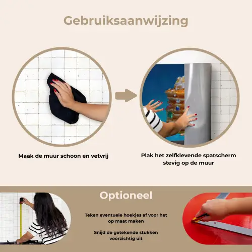Pannenkoeken - Steentjes - Glitter - Slagroom keuken achterwand spatscherm klein -gebruiksaanwijzing_NL