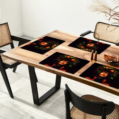 Vrouw - Zwart - Bessen - Bramen - Appels Placemat vinyl groot -zzsfeer4_Kitchenyeah-website