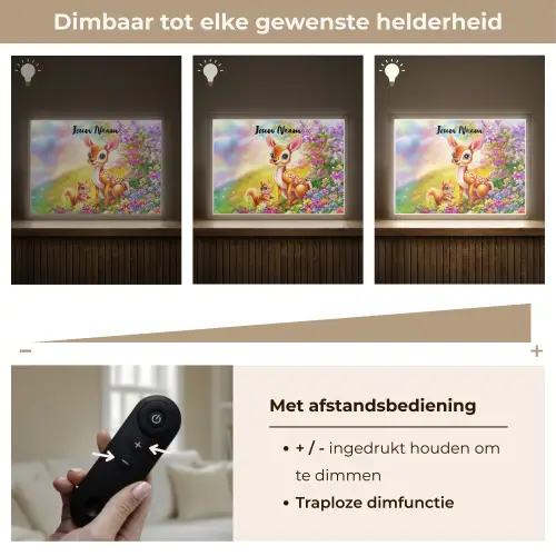 Hertje - Eekhoorn - Bloemenveld - Kleurrijk Light Box met batterij (Wandlamp kind) middel -USP_dimbaarNL